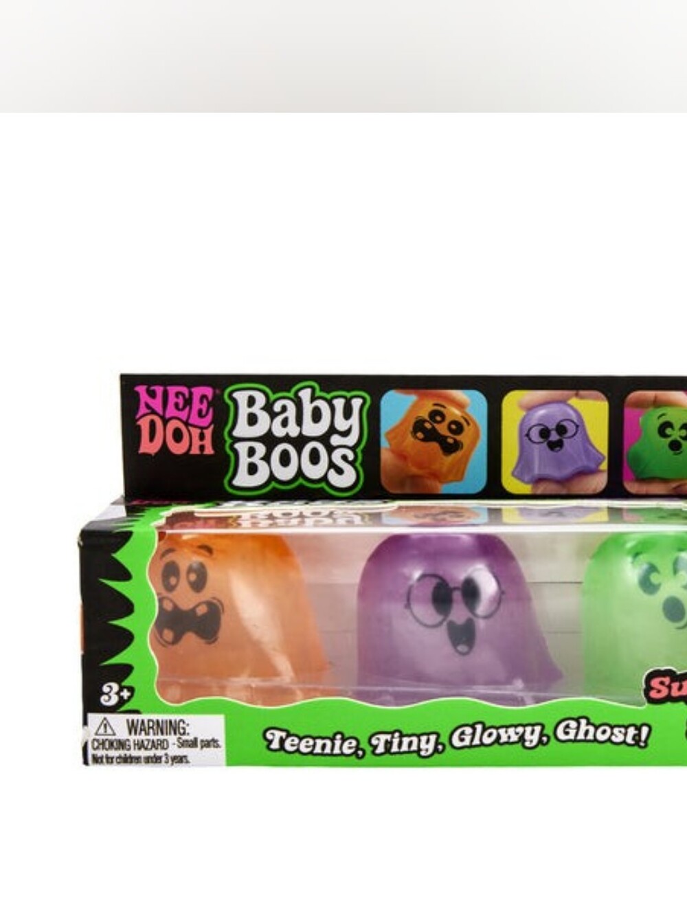 Schylling NeeDoh Baby Boos Glow-In-The-Dark Ghosts! Orange, Purple & Green NEW!